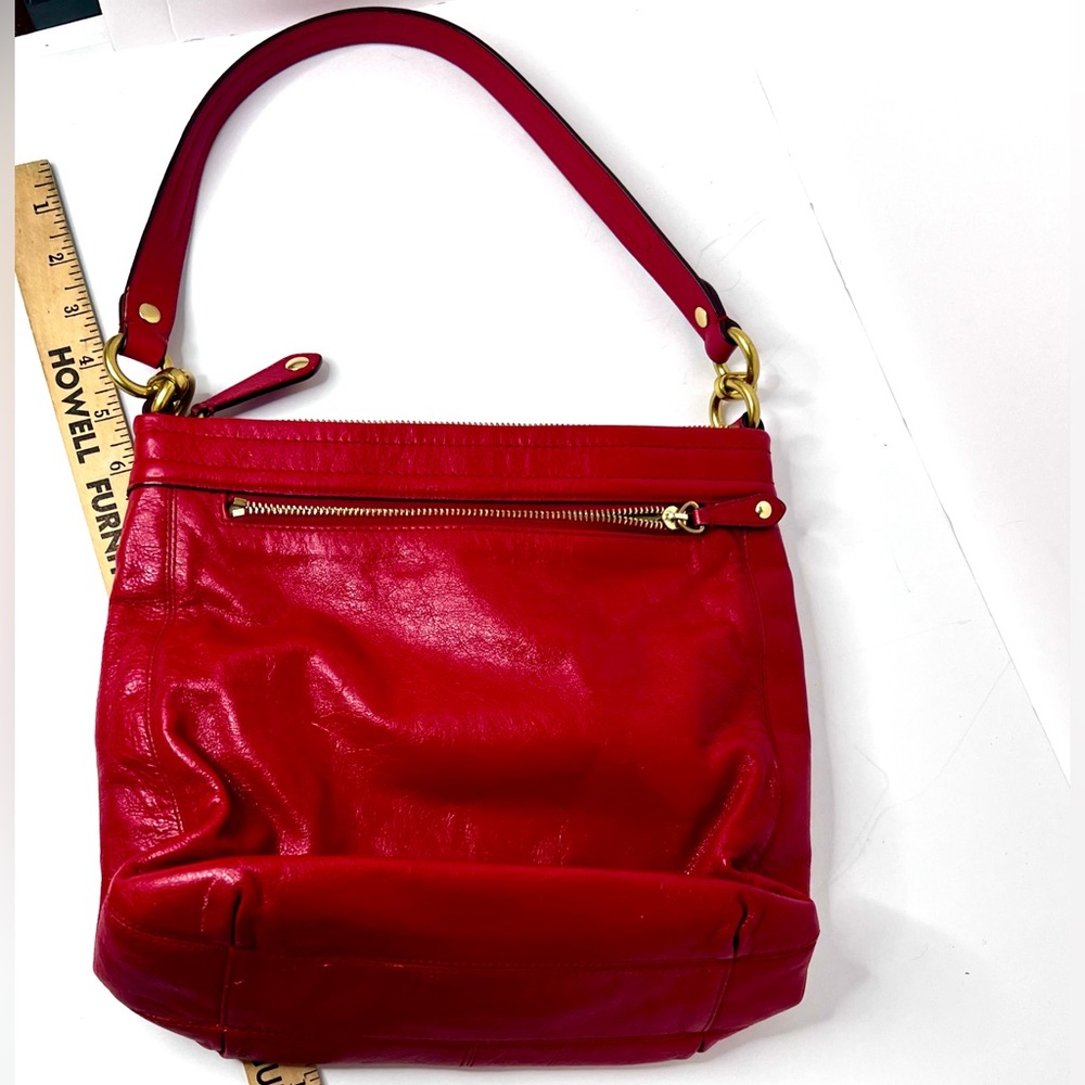 Coach Madison Maggie 41964 Red Leather Shoulder Bag Purse - Picture 5 of 14